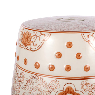 Double Happiness 18" Chinoiserie Ceramic Drum Garden Stool - JONATHAN Y